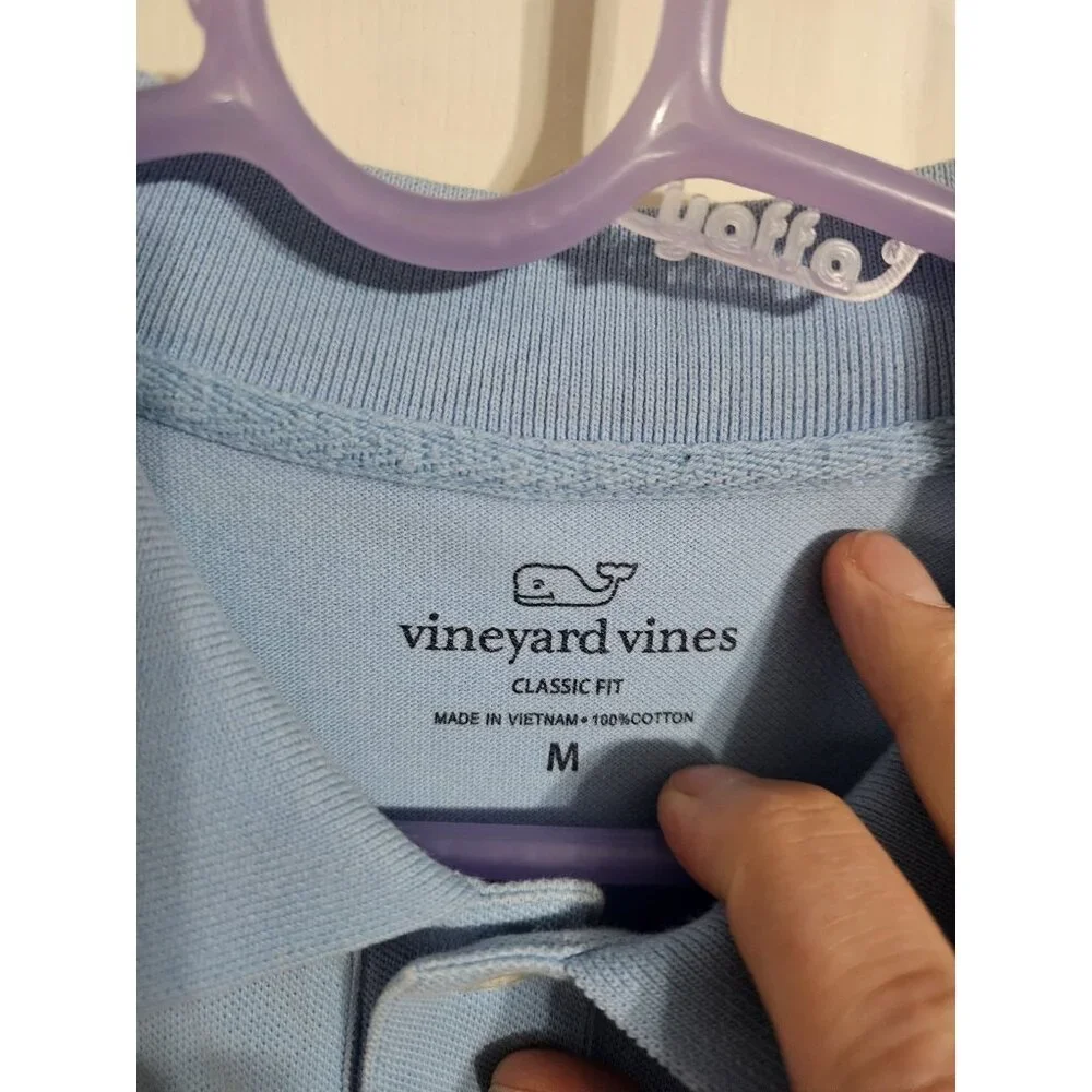 Vineyard Vines Polo Shirt Mens Medium Blue Whale Logo Preppy Golf Classic Casual - Picture 4 of 6
